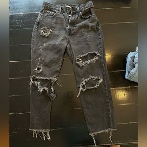 F21 Black Denim Distressed Jeans sz 27